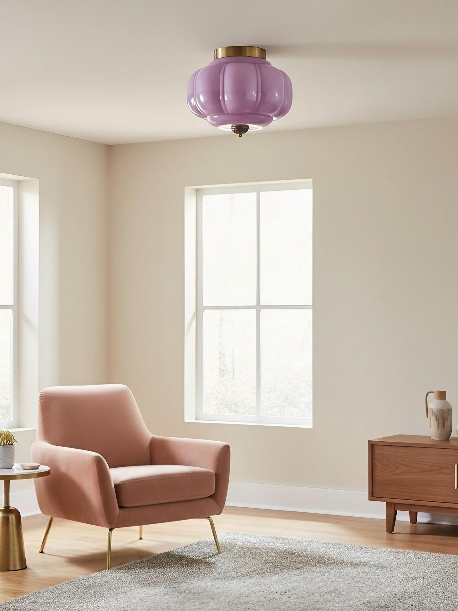Retro Plafondlamp met Melkglazen Kap – Verfijnde Semi-Flush Mount Verlichting voor Moderne Interieurs | Sansoti
