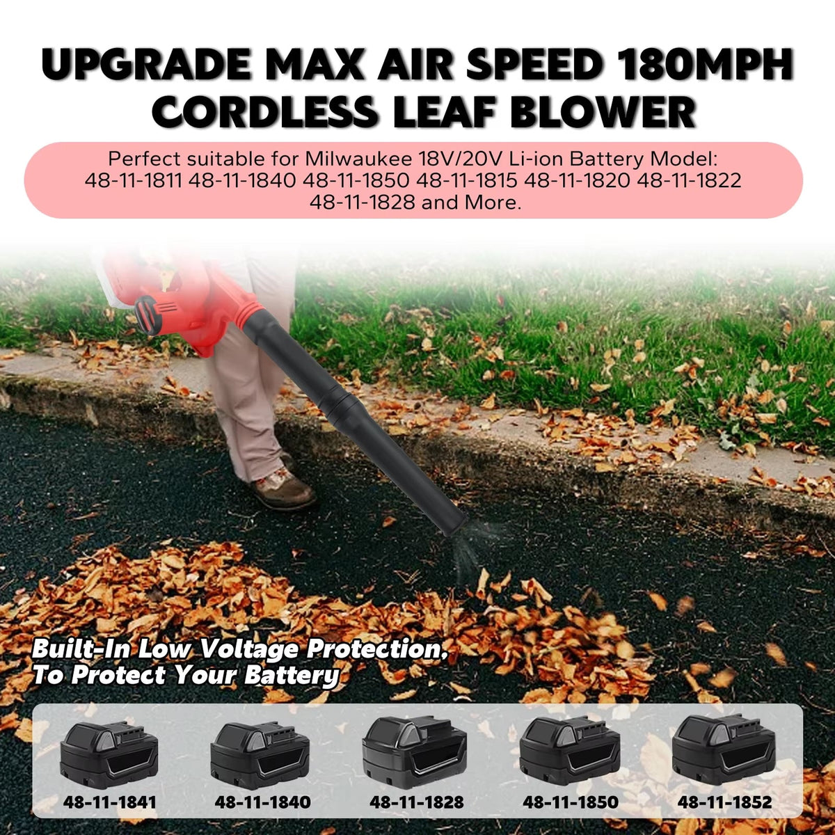Cordless Leaf Blower Brushless Motor 18V Garden Cleanup Vacuum 2-in-1 Leaf Blower Garden Tool | Sansoti