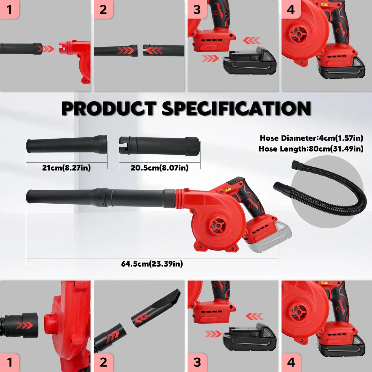 Cordless Leaf Blower Brushless Motor 18V Garden Cleanup Vacuum 2-in-1 Leaf Blower Garden Tool | Sansoti