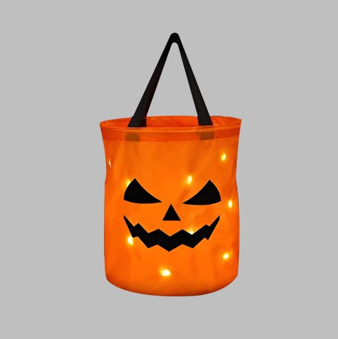 Podświetlana dyniowa torba na słodycze z oświetleniem LED na Halloween, przyjęcie dla dzieci, Trick or Treat, dekoracyjny woreczek | Sansoti