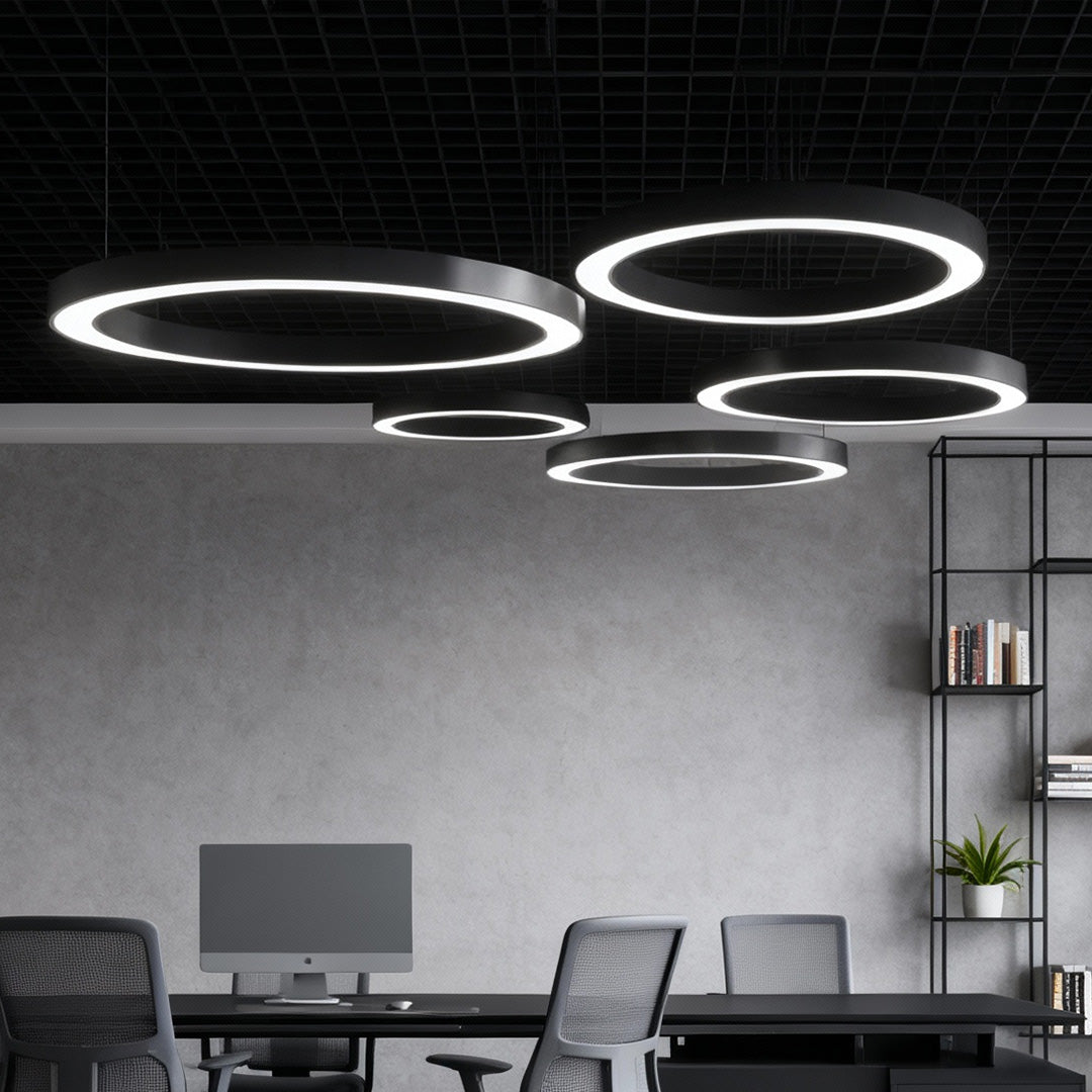 Industrielle LED-Ring-Pendelleuchte 6000K mit IP42 und Acryldiffusor | Restfield