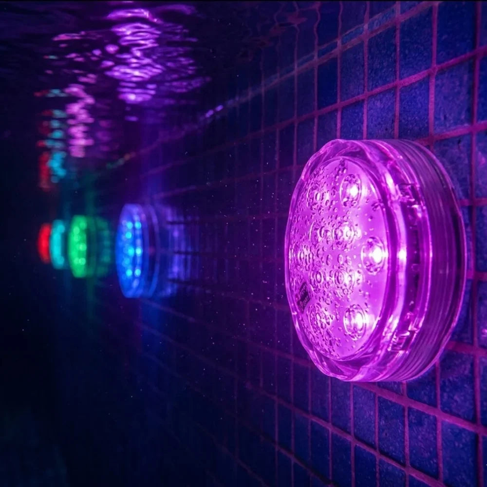 RGB-LED-Unterwasserleuchte mit 10 Farben und Fernbedienung, Saugnapf für Pool, Teich und Aquarium, dekorative Beleuchtung | Sansoti