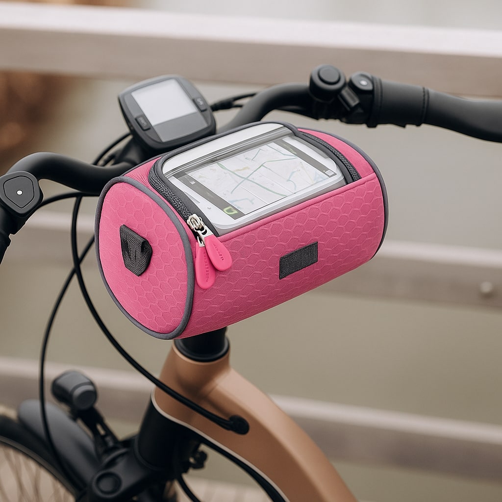 Fahrradtasche für den Lenker mit Handyhalterung, Touchscreen, wasserdichtem Fach, Navigation, Fahrradzubehör und Lenkertasche | Sansoti