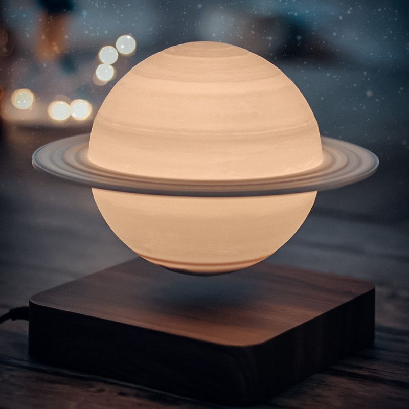 Zwevende Saturnus Lamp met Magnetische Basis en Verlichting 15cm voor Ruimtevaart Liefhebbers | Sansoti