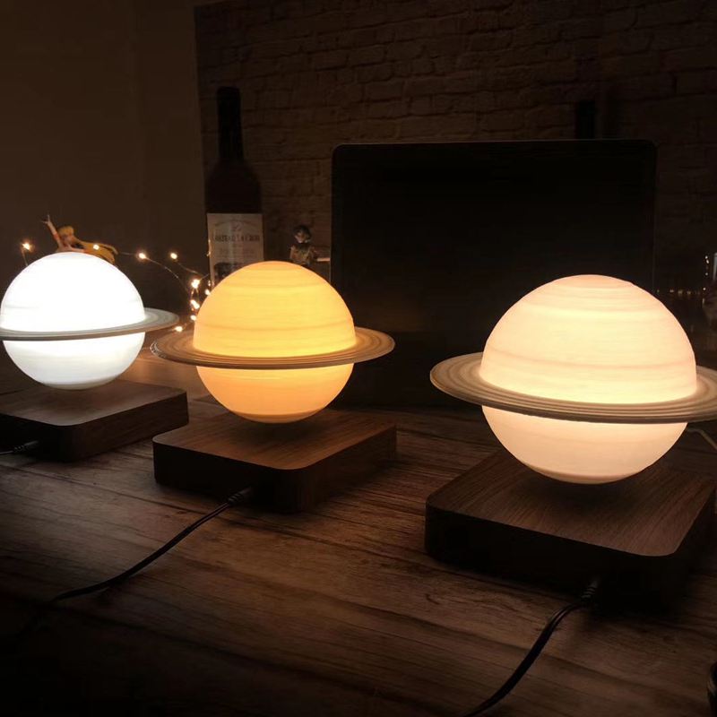 Zwevende Saturnus Lamp met Magnetische Basis en Verlichting 15cm voor Ruimtevaart Liefhebbers | Sansoti
