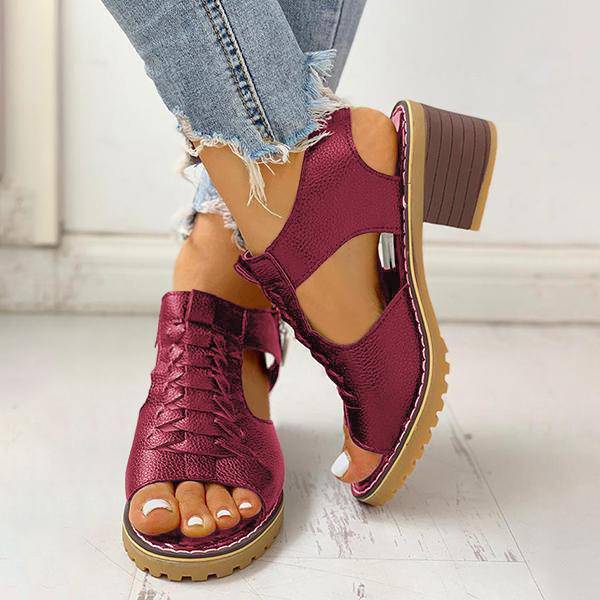 Dames Sandalen met Open Teen en Blokhak – Ritssluiting Plateau Zomerschoenen voor Feesten en Uitgaan | Sansoti