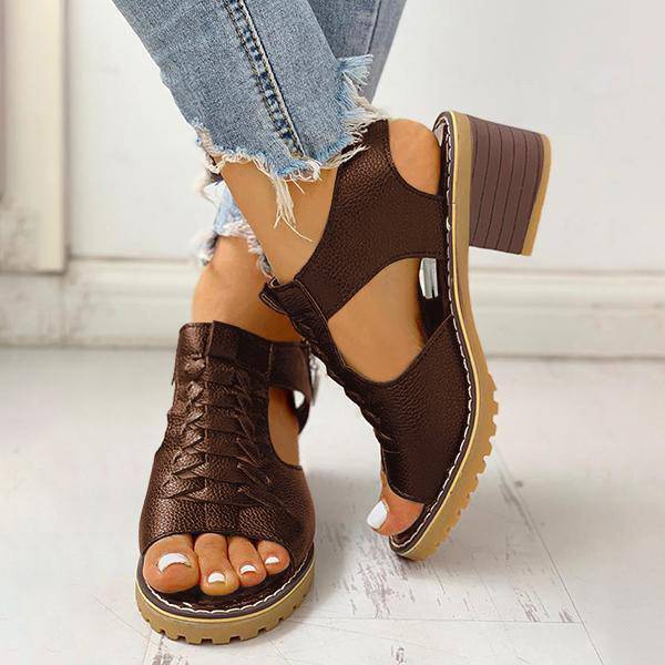 Dames Sandalen met Open Teen en Blokhak – Ritssluiting Plateau Zomerschoenen voor Feesten en Uitgaan | Sansoti