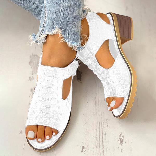 Dames Sandalen met Open Teen en Blokhak – Ritssluiting Plateau Zomerschoenen voor Feesten en Uitgaan | Sansoti