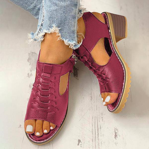 Dames Sandalen met Open Teen en Blokhak – Ritssluiting Plateau Zomerschoenen voor Feesten en Uitgaan | Sansoti