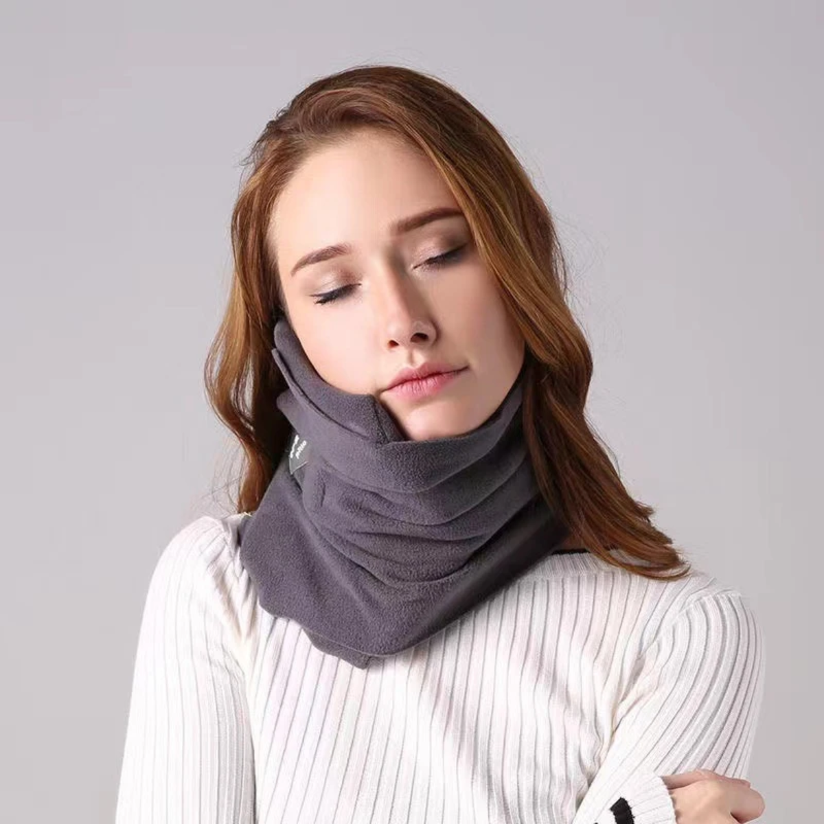 Neksteun Reiskussen Ergonomisch Memory Foam Nekkussen Vliegtuig Trein Auto Ondersteunend Grijs Zwart Comfortabel Reizen | Sansoti