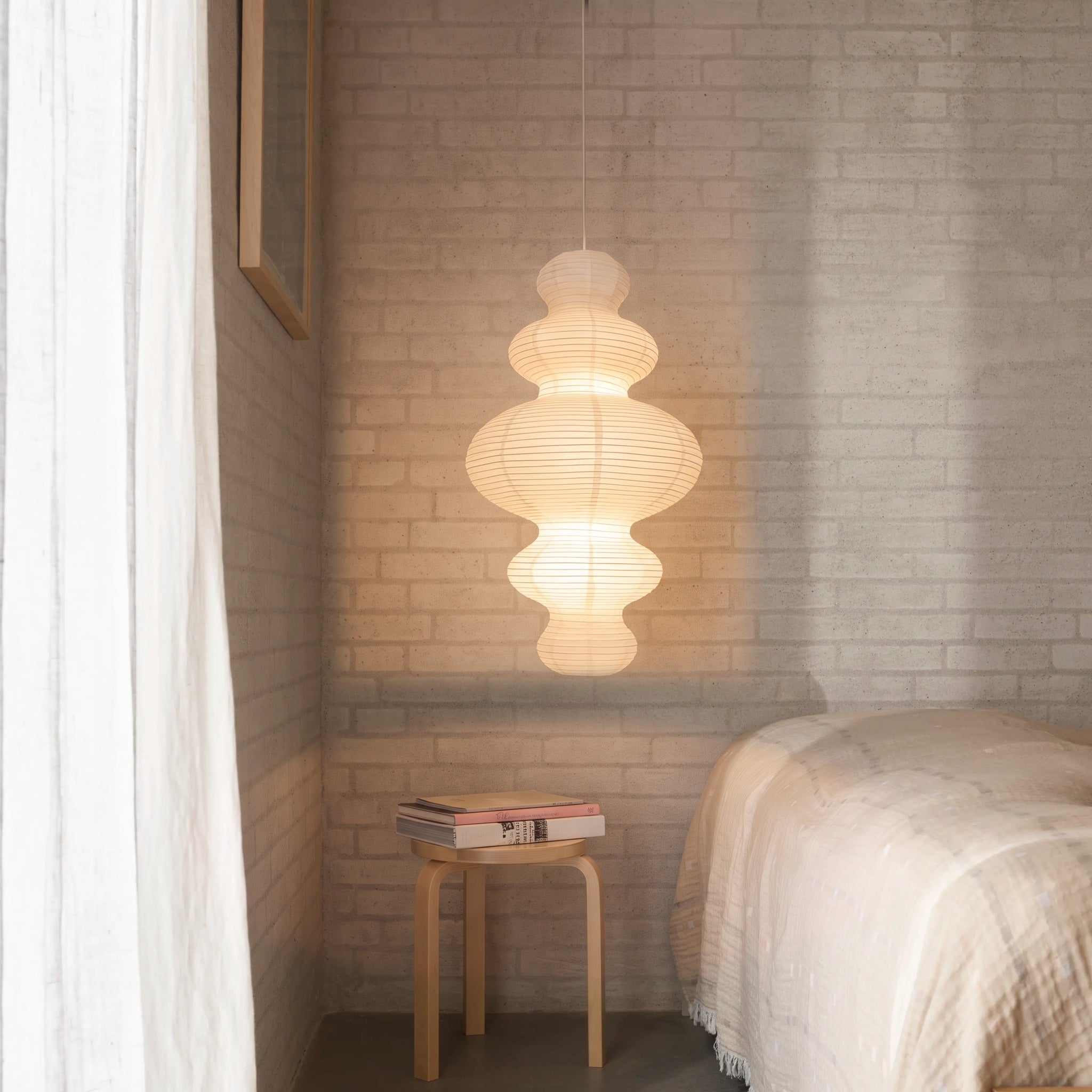 Layered Rice Paper Pendant Light, 45cm, Warm White Light, Dining Room and Living Room, Scandinavian Design, Adjustable | Sansoti