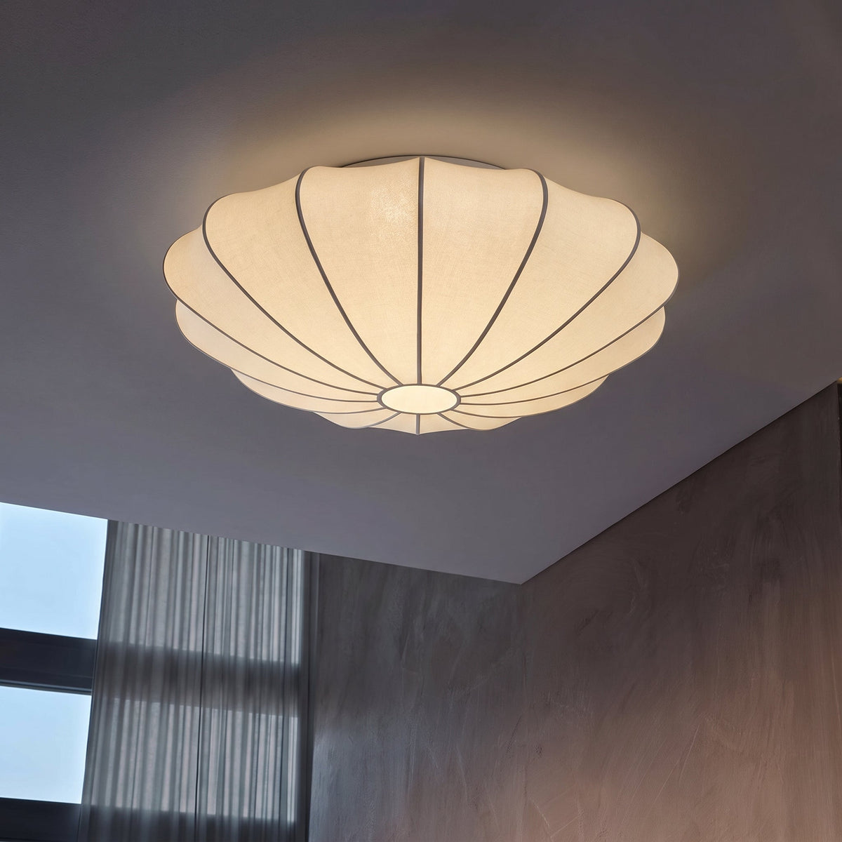 Plafonnier cocon en fibre de soie blanc chaud éclairage d’ambiance salon chambre salle à manger détente design | Sansoti