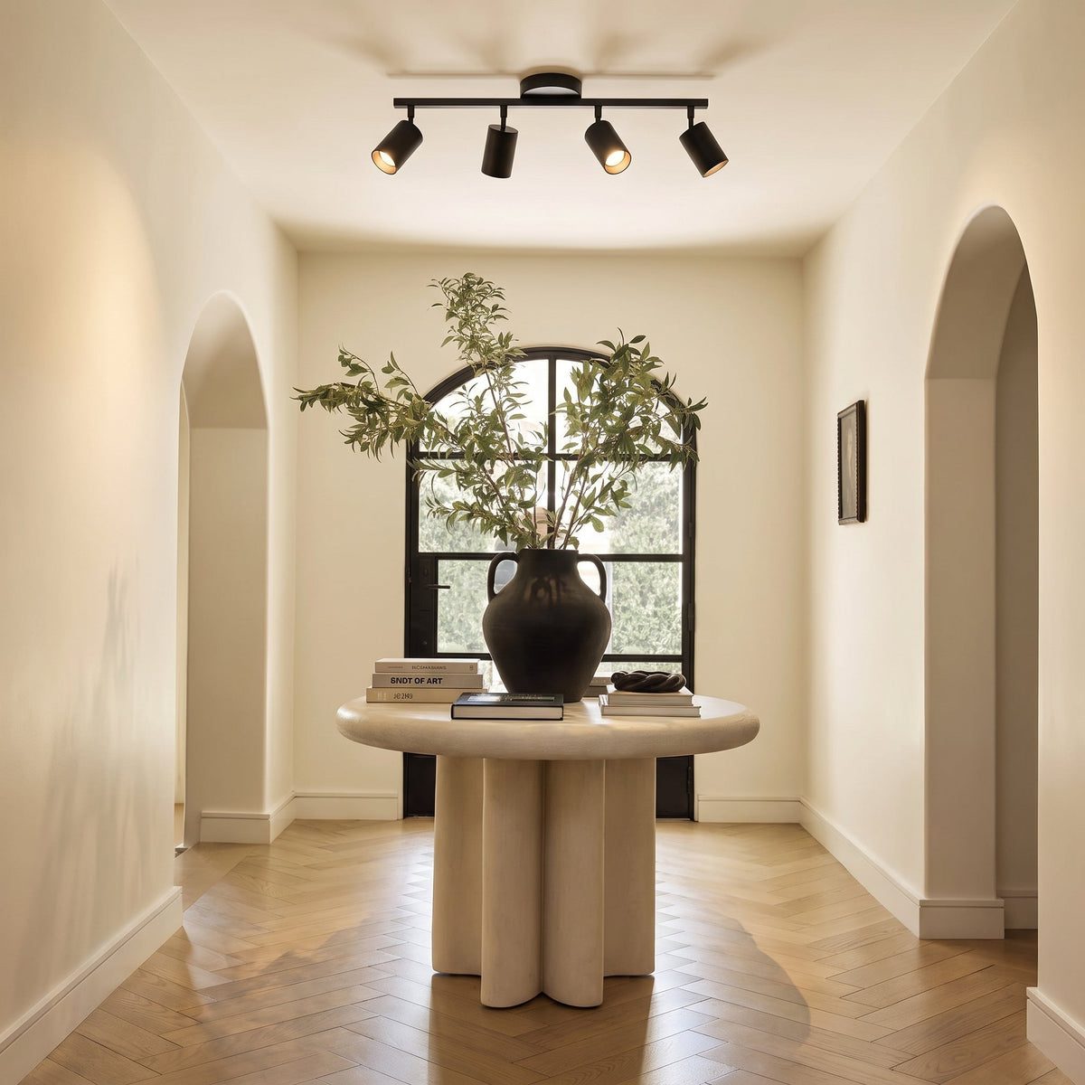 Plafonnier à 4 spots réglables, aluminium noir et blanc, douilles GU10, éclairage pour salon et cuisine, style moderne | Sansoti