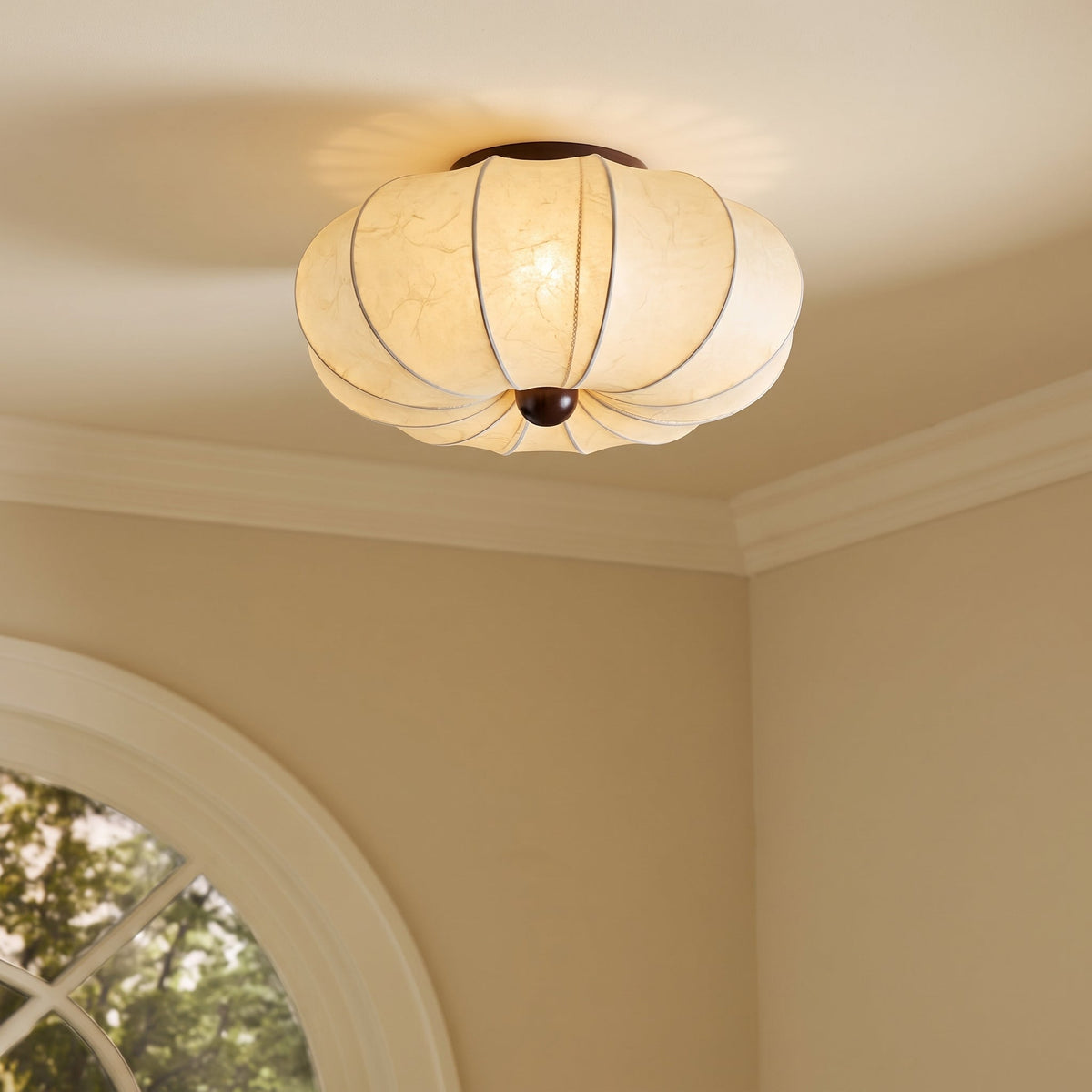 Plafonnier en tissu satiné style médiéval E27 LED éclairage d’ambiance salon chambre couloir 40-60cm | Sansoti