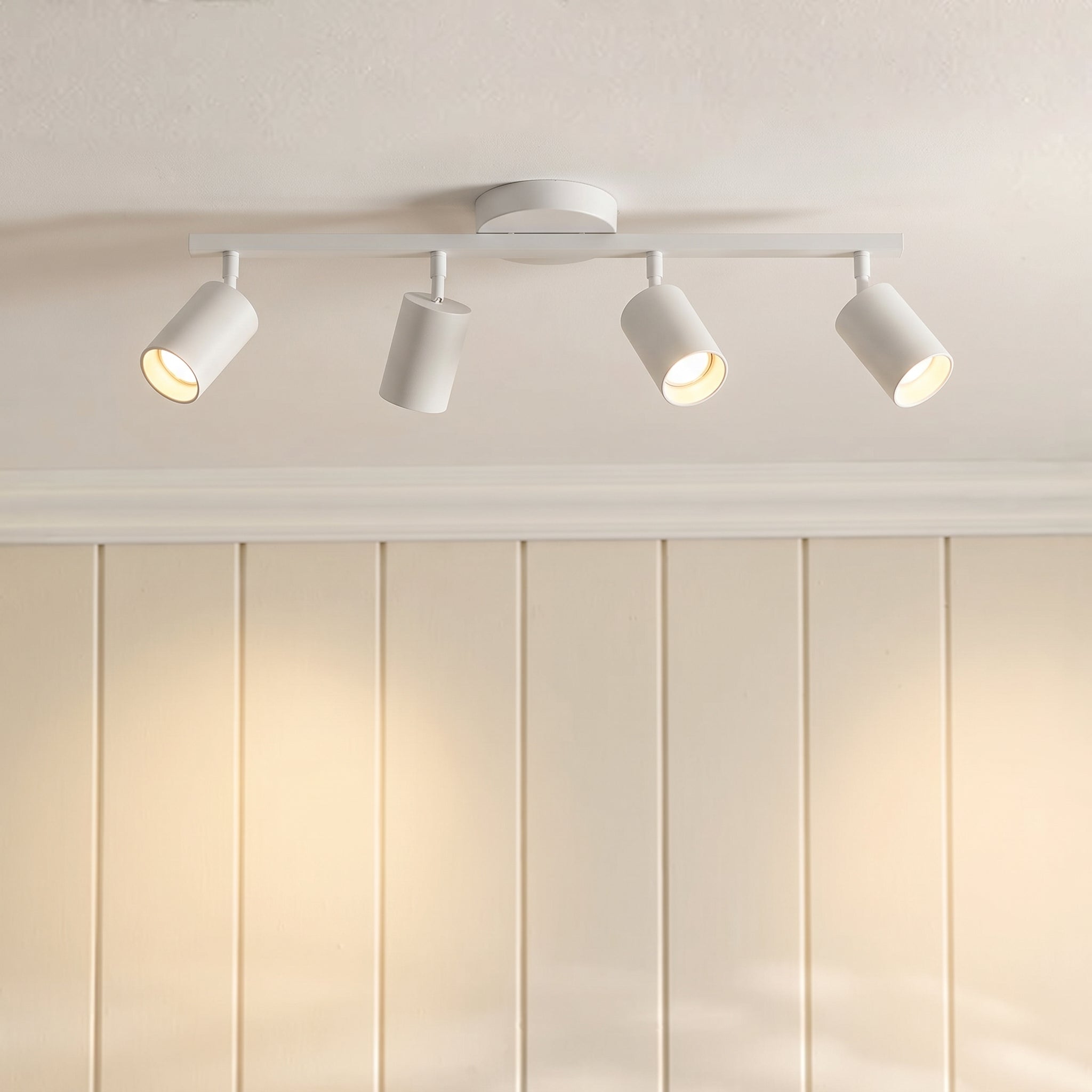 Plafonnier à 4 spots réglables, aluminium noir et blanc, douilles GU10, éclairage pour salon et cuisine, style moderne | Sansoti