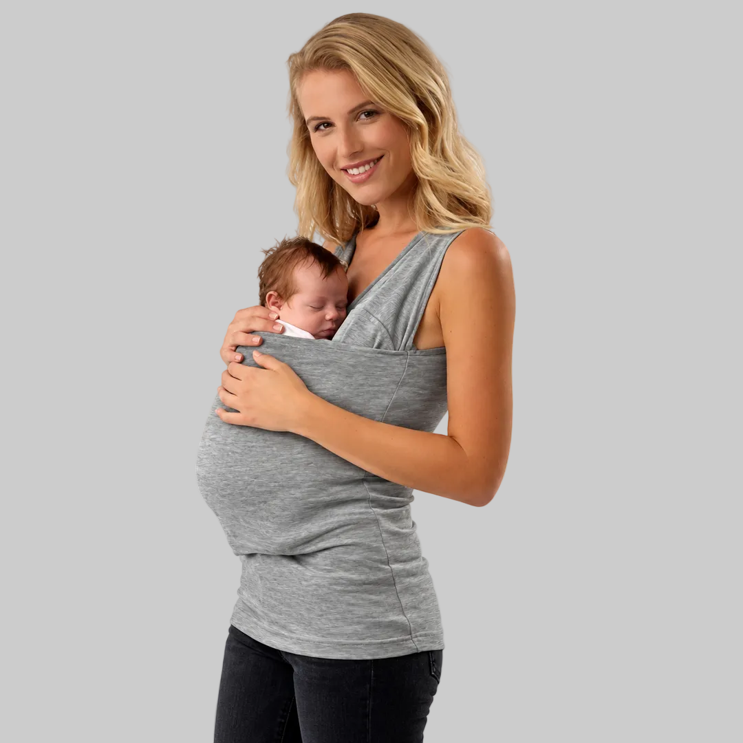 Ouder Baby Draagshirt Huidcontact Voedingsfunctie Zwart Grijs Legergroen Stretch Katoen Hands-Free S-XXL | Sansoti