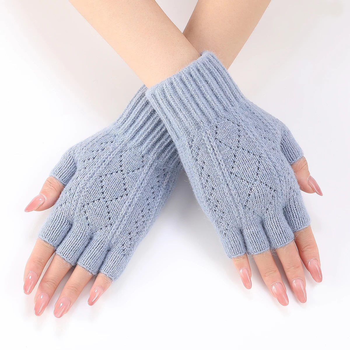 Fingerless Gloves Knitted Acrylic Warm Hands Winter Autumn Spring Office Outdoor Work Study Home | Sansoti