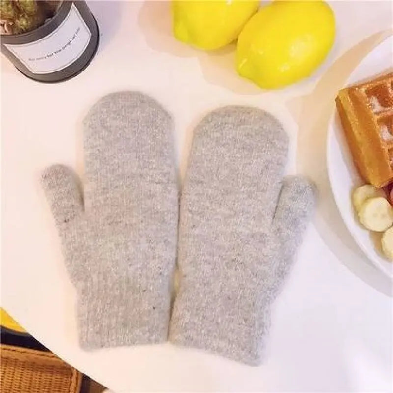 Knitted Mittens with Faux Fur, Fully Lined, Winter Warmth, Women's Men's Unisex Gloves, Winter Accessory | Sansoti