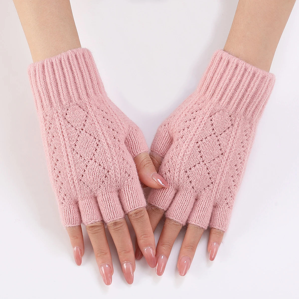 Fingerless Gloves Knitted Acrylic Warm Hands Winter Autumn Spring Office Outdoor Work Study Home | Sansoti