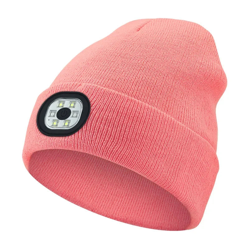 Knitted Winter Hat with Rechargeable LED Light Hands-Free Headlamp for Outdoor Winter Activities | Sansoti