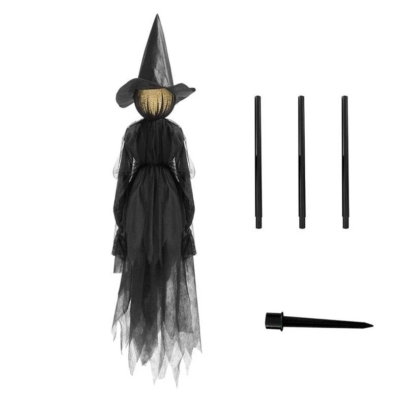 Sorcière lumineuse sur piquet de jardin, décoration d’Halloween, silhouette LED à planter dans la pelouse ou le jardin, ambiance du 31 octobre | Sansoti