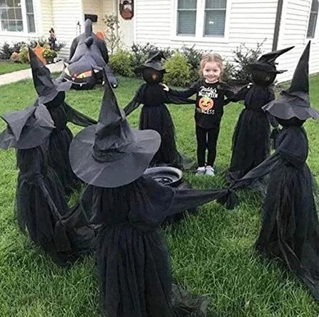 Sorcière lumineuse sur piquet de jardin, décoration d’Halloween, silhouette LED à planter dans la pelouse ou le jardin, ambiance du 31 octobre | Sansoti
