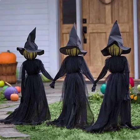 Sorcière lumineuse sur piquet de jardin, décoration d’Halloween, silhouette LED à planter dans la pelouse ou le jardin, ambiance du 31 octobre | Sansoti