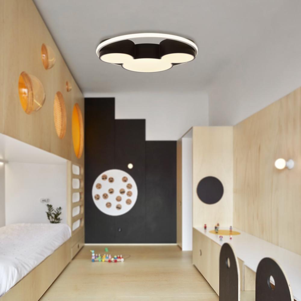 Kinderzimmer Deckenleuchte LED Schwarz Weiß 45cm 52cm Dimmbar Fernbedienung Schlafzimmer Wohnzimmer Spielzimmer Aluminium Acryl Mausdesign | Restfield