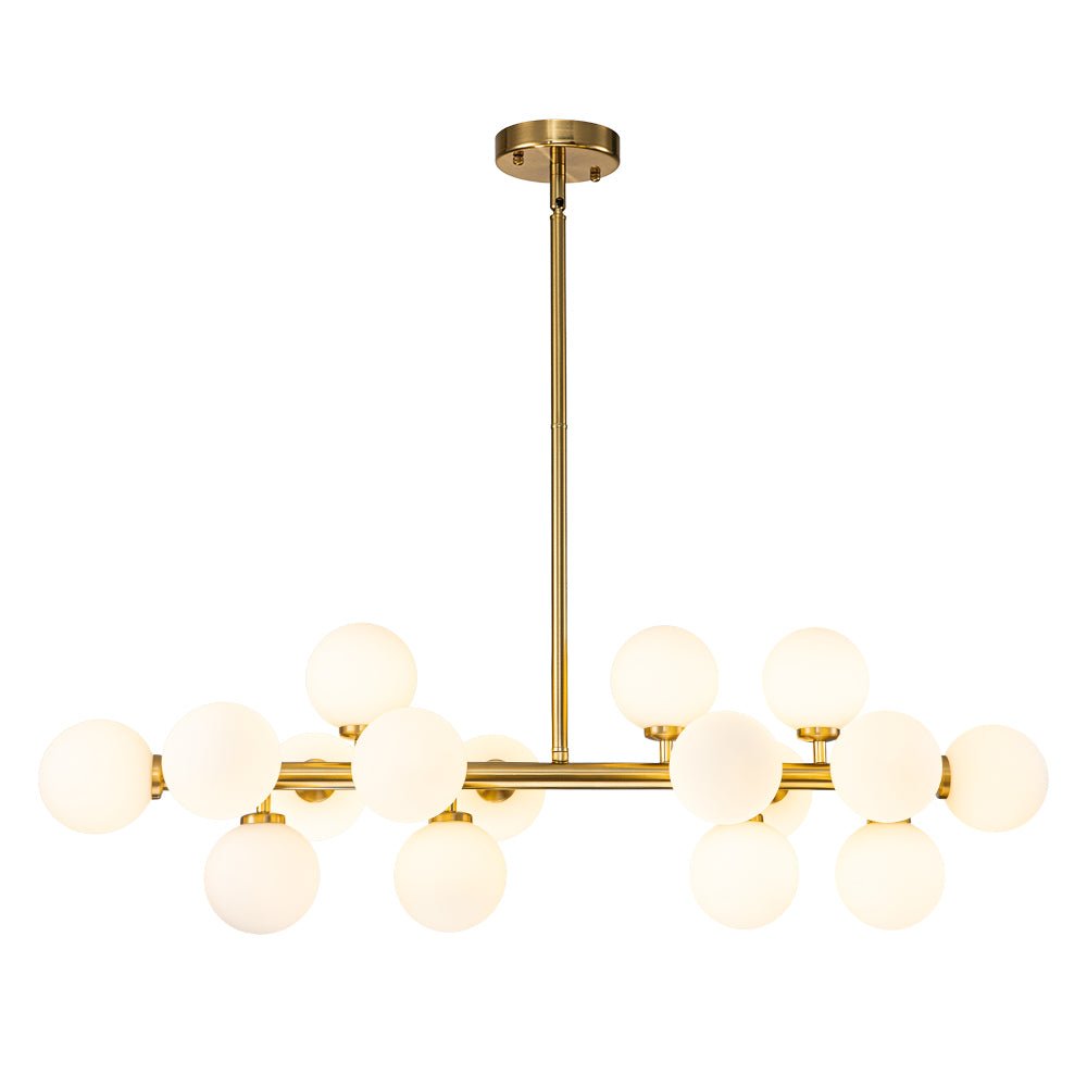 Hängeleuchte mit 16 Glaskugeln, Metallrahmen, moderne Beleuchtung für Esszimmer und Wohnzimmer, stimmungsvolle Lampe | Sansoti