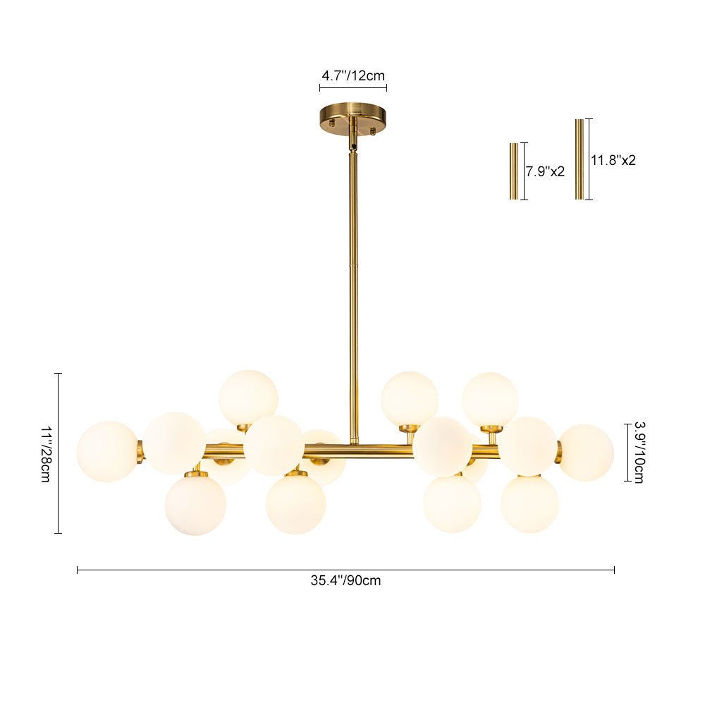 Hängeleuchte mit 16 Glaskugeln, Metallrahmen, moderne Beleuchtung für Esszimmer und Wohnzimmer, stimmungsvolle Lampe | Sansoti