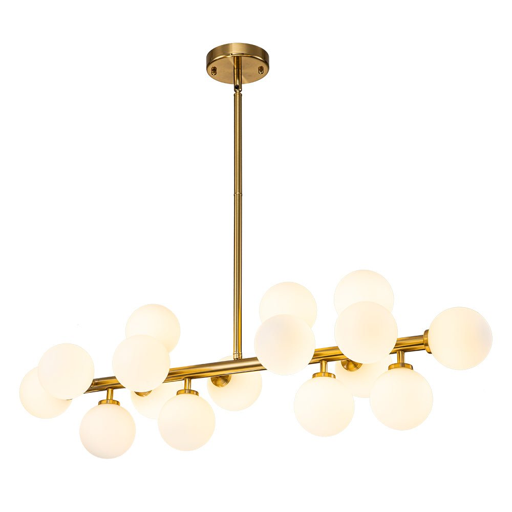 Hängeleuchte mit 16 Glaskugeln, Metallrahmen, moderne Beleuchtung für Esszimmer und Wohnzimmer, stimmungsvolle Lampe | Sansoti