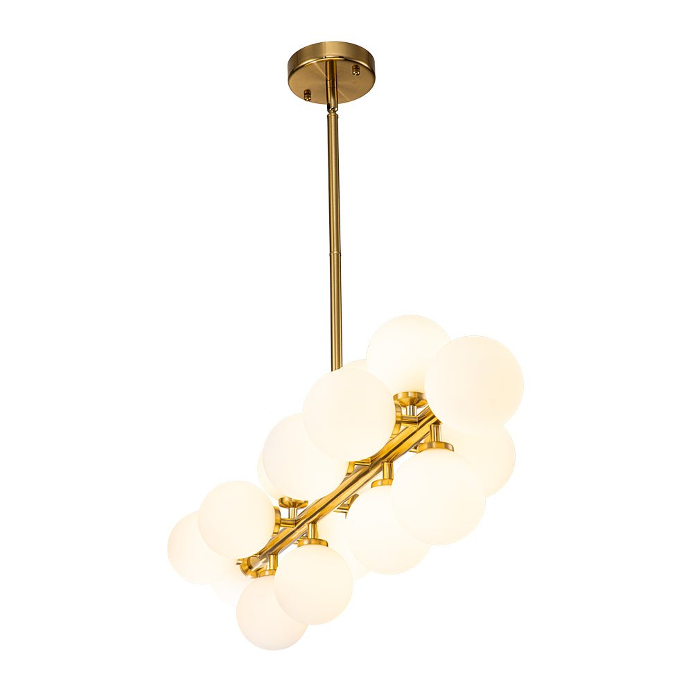 Hängeleuchte mit 16 Glaskugeln, Metallrahmen, moderne Beleuchtung für Esszimmer und Wohnzimmer, stimmungsvolle Lampe | Sansoti