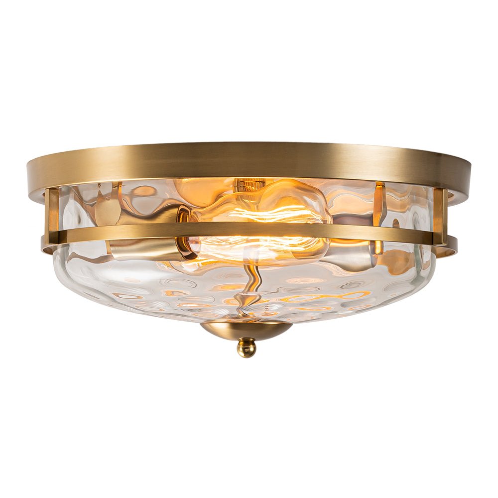 Glas-Deckenleuchte Rund Schwarz Gold Hammerschlagglas 33cm Wohnzimmer Schlafzimmer Aufbaustrahler Landhaus Eingang Esszimmer Badezimmer | Restfield