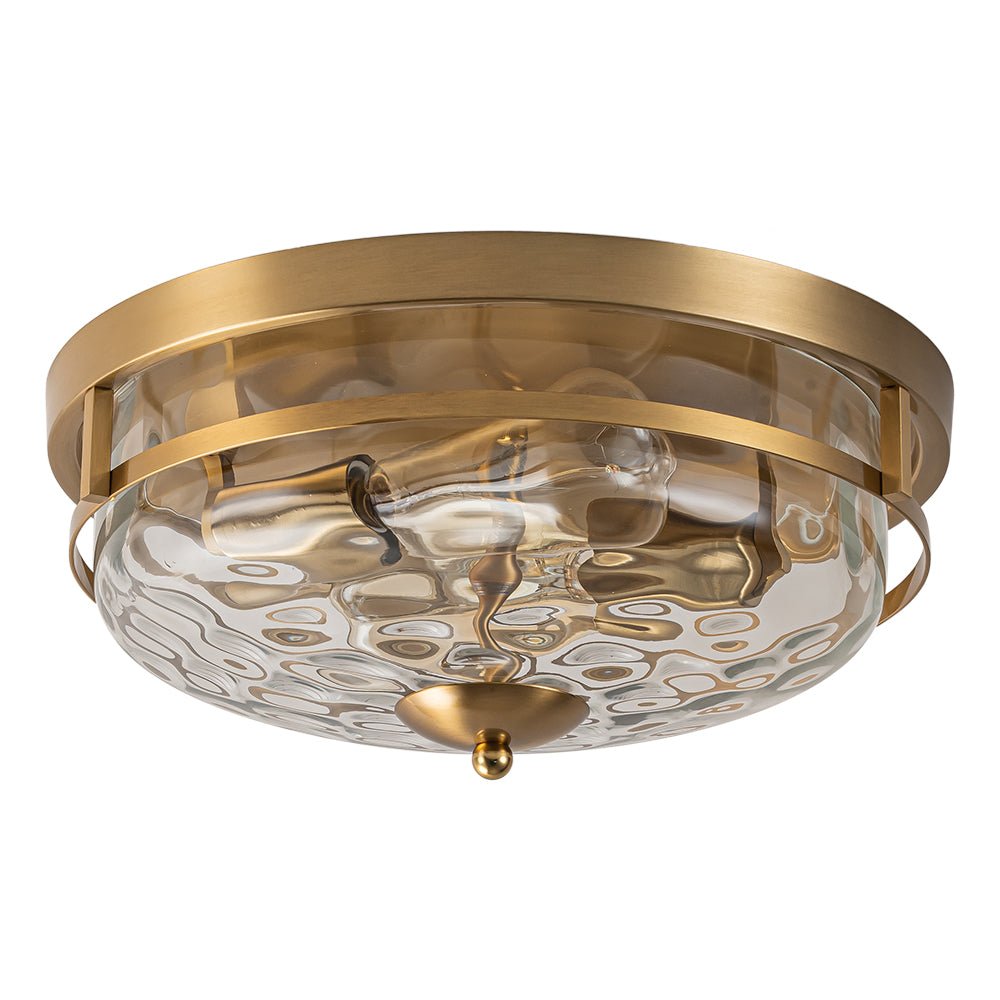 Glas-Deckenleuchte Rund Schwarz Gold Hammerschlagglas 33cm Wohnzimmer Schlafzimmer Aufbaustrahler Landhaus Eingang Esszimmer Badezimmer | Restfield