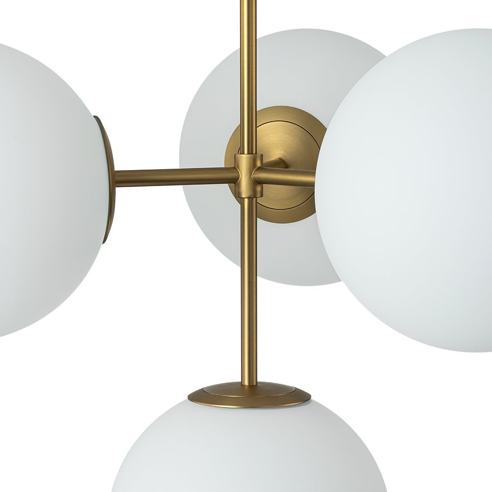 Sputnik Plafondlamp 4 Lichts Messing Zwart Melkglas 62cm E26 Woonkamer Eetkamer Slaapkamer Entree Mid-Century Bubble Pendel Dimbaar | Sansoti