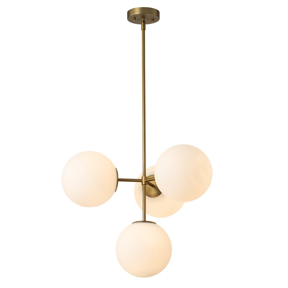 Sputnik Plafondlamp 4 Lichts Messing Zwart Melkglas 62cm E26 Woonkamer Eetkamer Slaapkamer Entree Mid-Century Bubble Pendel Dimbaar | Sansoti