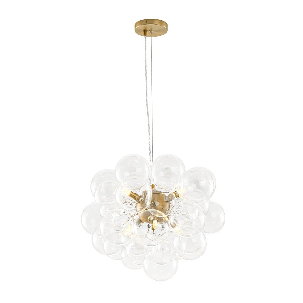 Glaskugeln Hängeleuchte Cluster Messing 50cm 6-flammig G9 Transparent Wohnzimmer Esszimmer Schlafzimmer Eingang Bubble Kronleuchter Dimmbar Kücheninsel | Restfield