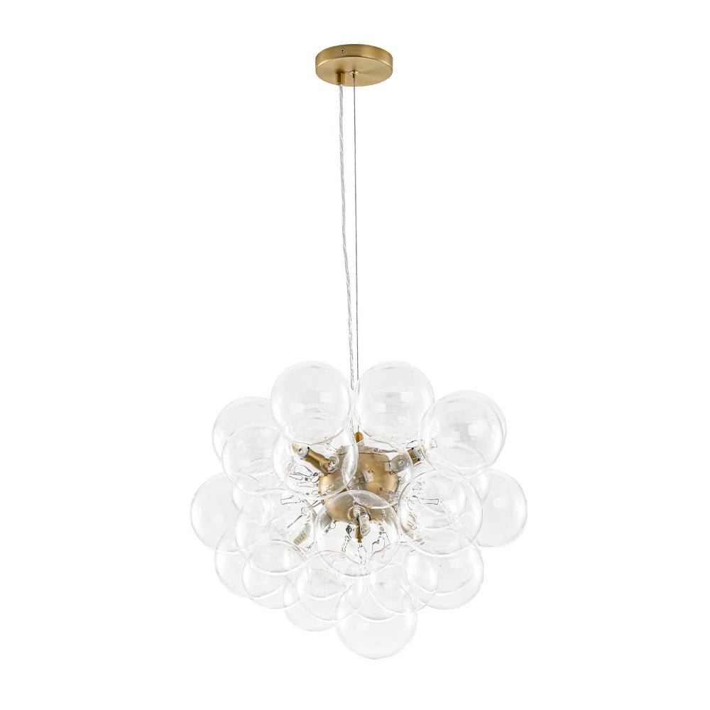 Glaskugeln Hängeleuchte Cluster Messing 50cm 6-flammig G9 Transparent Wohnzimmer Esszimmer Schlafzimmer Eingang Bubble Kronleuchter Dimmbar Kücheninsel | Restfield