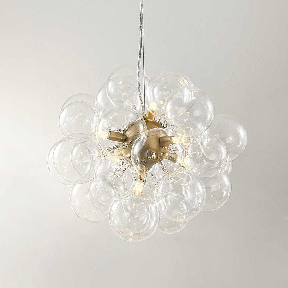 Glaskugeln Hängeleuchte Cluster Messing 50cm 6-flammig G9 Transparent Wohnzimmer Esszimmer Schlafzimmer Eingang Bubble Kronleuchter Dimmbar Kücheninsel | Restfield