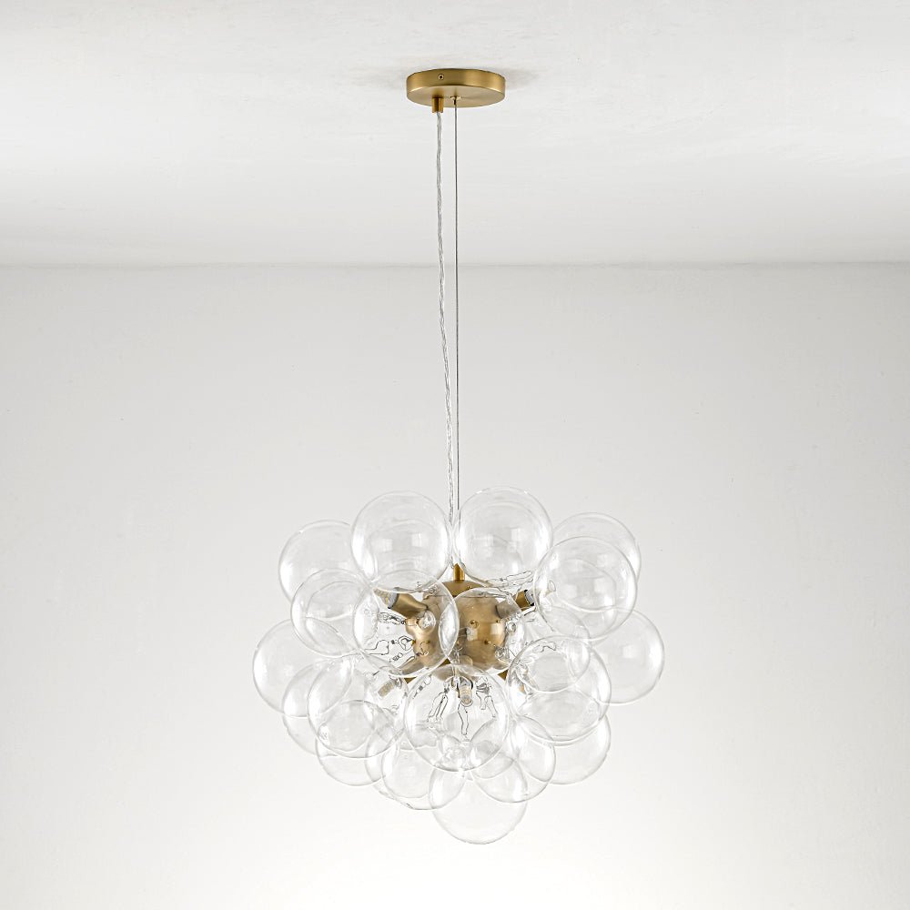 Glaskugeln Hängeleuchte Cluster Messing 50cm 6-flammig G9 Transparent Wohnzimmer Esszimmer Schlafzimmer Eingang Bubble Kronleuchter Dimmbar Kücheninsel | Restfield