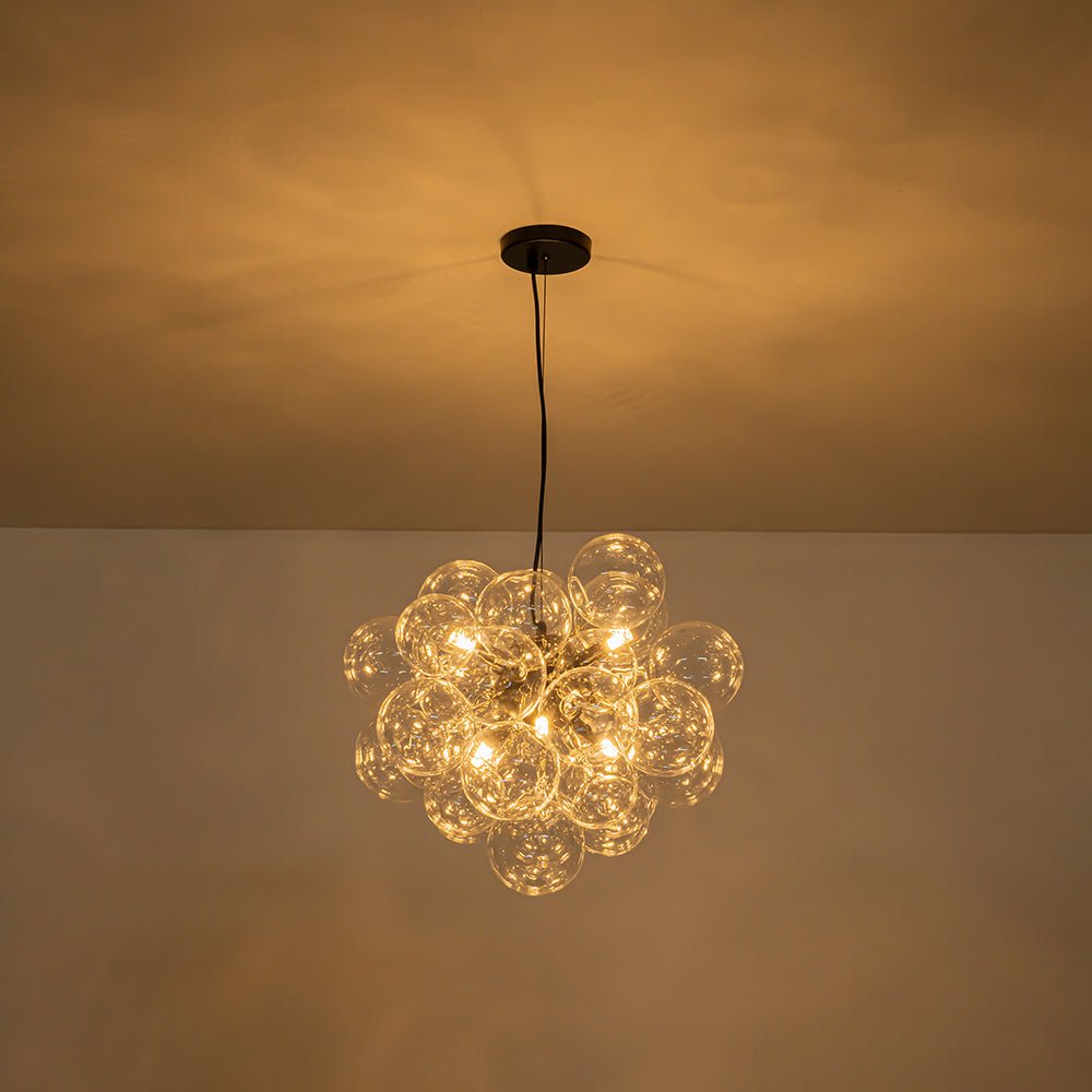 Glaskugeln Hängeleuchte Cluster Messing 50cm 6-flammig G9 Transparent Wohnzimmer Esszimmer Schlafzimmer Eingang Bubble Kronleuchter Dimmbar Kücheninsel | Restfield