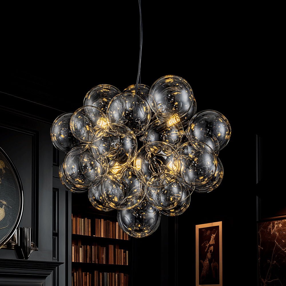 Glaskugeln Hängeleuchte Cluster Messing 50cm 6-flammig G9 Transparent Wohnzimmer Esszimmer Schlafzimmer Eingang Bubble Kronleuchter Dimmbar Kücheninsel | Restfield
