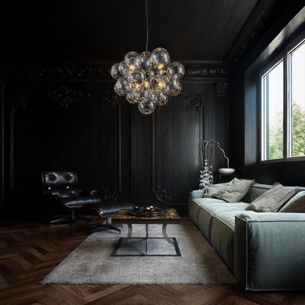 Glaskugeln Hängeleuchte Cluster Messing 50cm 6-flammig G9 Transparent Wohnzimmer Esszimmer Schlafzimmer Eingang Bubble Kronleuchter Dimmbar Kücheninsel | Restfield