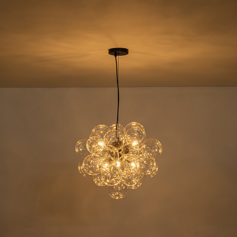 Glaskugeln Hängeleuchte Cluster Messing 50cm 6-flammig G9 Transparent Wohnzimmer Esszimmer Schlafzimmer Eingang Bubble Kronleuchter Dimmbar Kücheninsel | Restfield