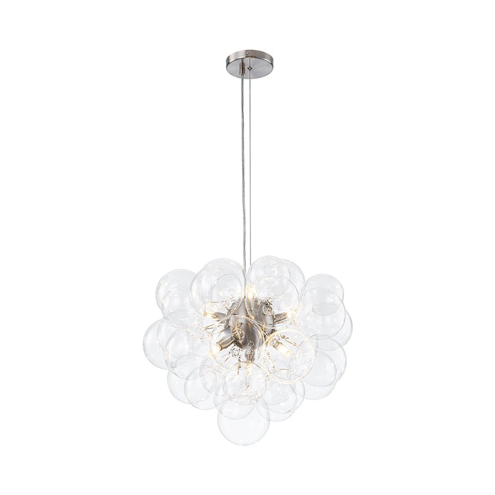 Glaskugeln Hängeleuchte Cluster Messing 50cm 6-flammig G9 Transparent Wohnzimmer Esszimmer Schlafzimmer Eingang Bubble Kronleuchter Dimmbar Kücheninsel | Restfield