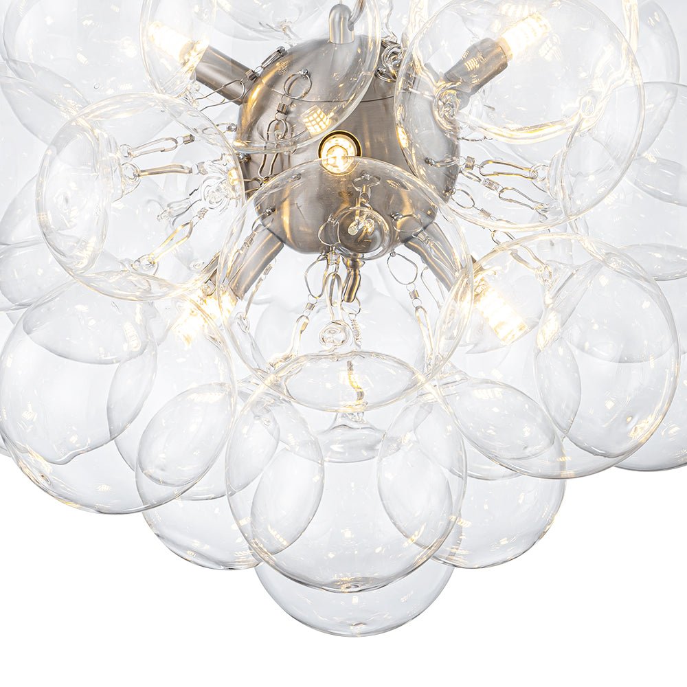 Glaskugeln Hängeleuchte Cluster Messing 50cm 6-flammig G9 Transparent Wohnzimmer Esszimmer Schlafzimmer Eingang Bubble Kronleuchter Dimmbar Kücheninsel | Restfield