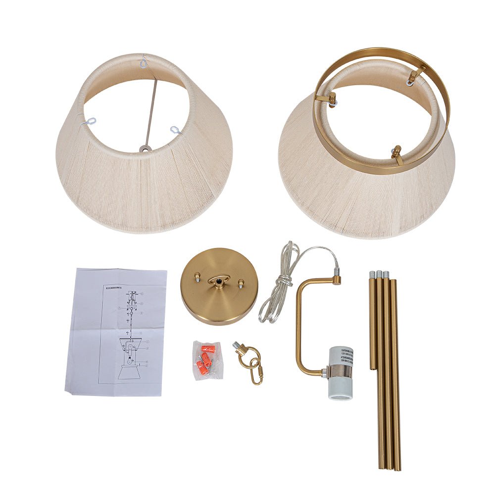 Suspension Corde Tressée Laiton Beige Noir Bohème Drum Salle à Manger Salon Chambre Entrée Ferme Côtière Réglable E26 E12 | Restfield
