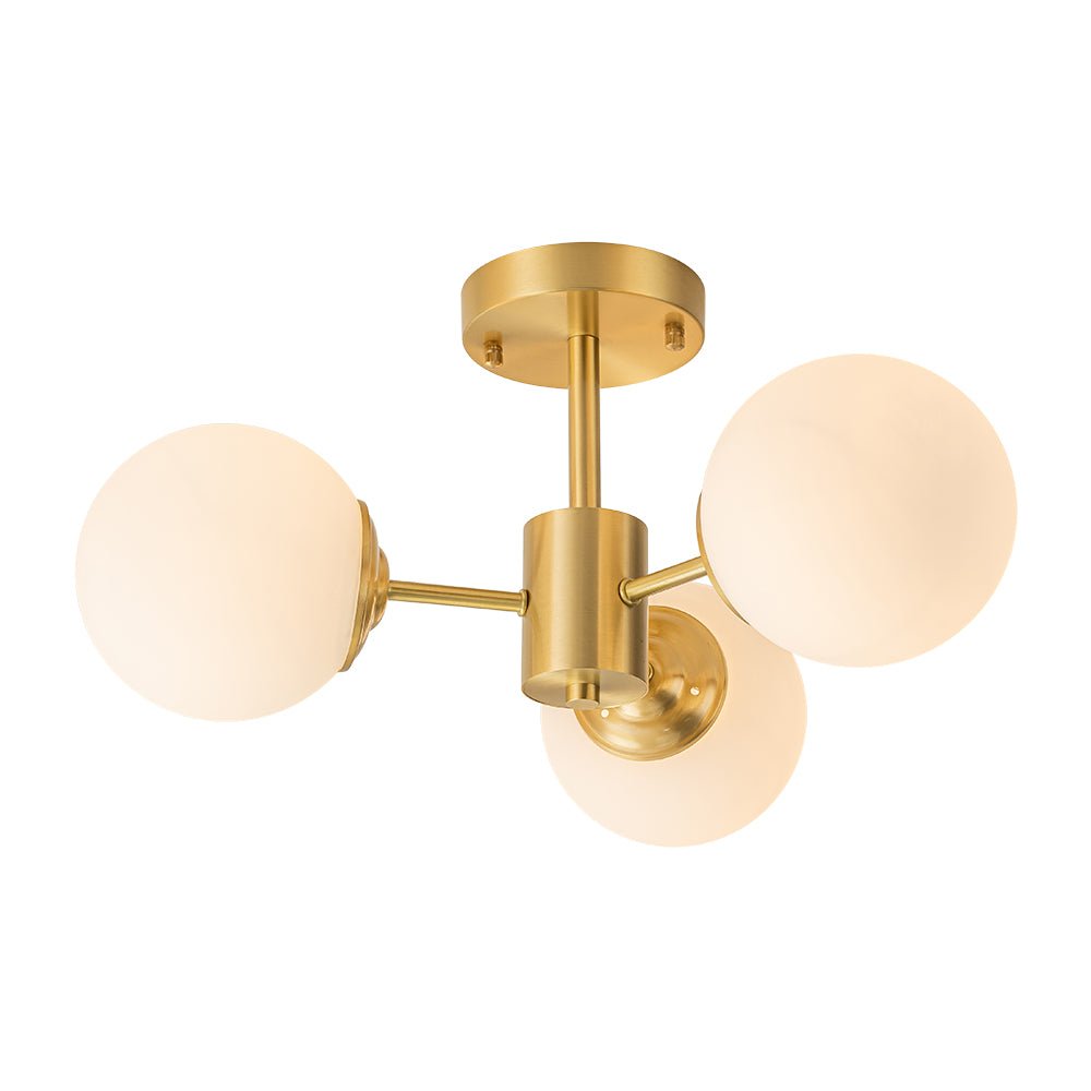 Sputnik Plafondlamp 3 Lichts Messing Opaal Glas 48cm E26 Woonkamer Slaapkamer Eetkamer Entree Mid-Century Bubble Flush Mount Badkamer | Sansoti