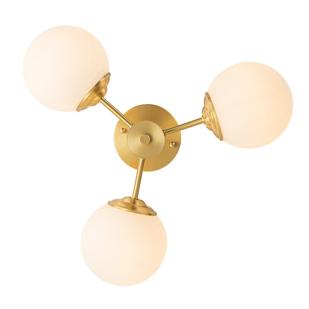 Sputnik Plafondlamp 3 Lichts Messing Opaal Glas 48cm E26 Woonkamer Slaapkamer Eetkamer Entree Mid-Century Bubble Flush Mount Badkamer | Sansoti