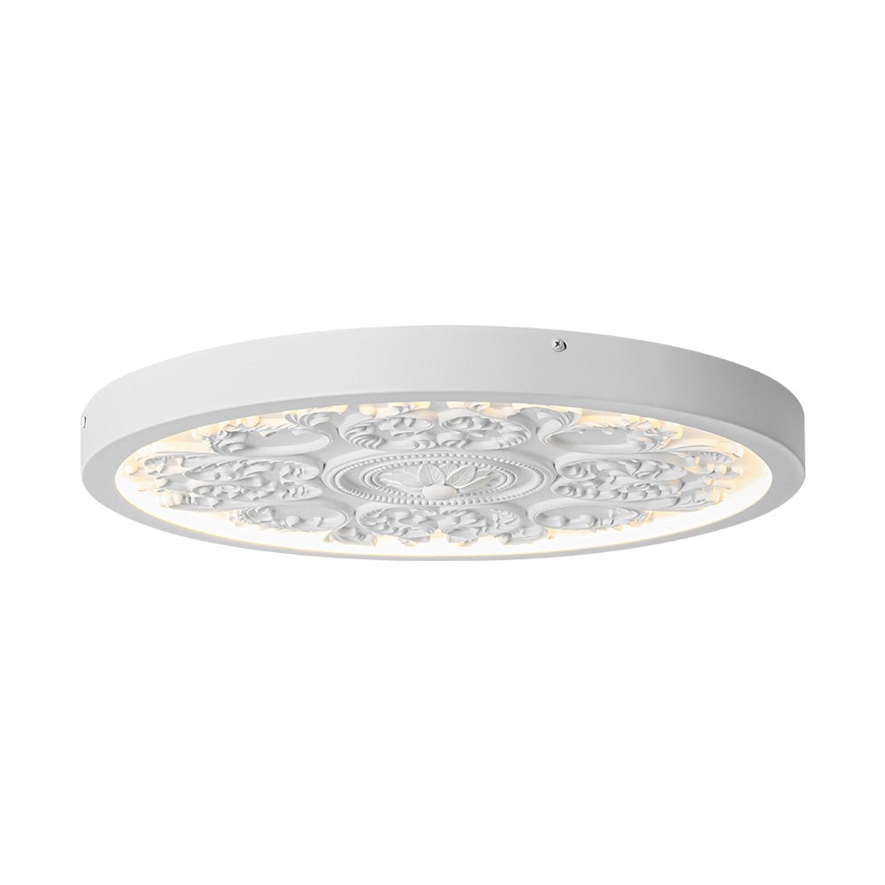 LED-Deckenleuchte Rund Weiß 48,5cm Wohnzimmer Schlafzimmer Dimmbar Klassisch Ornament Medaillon Aufbaustrahler Flur Badezimmer | Restfield